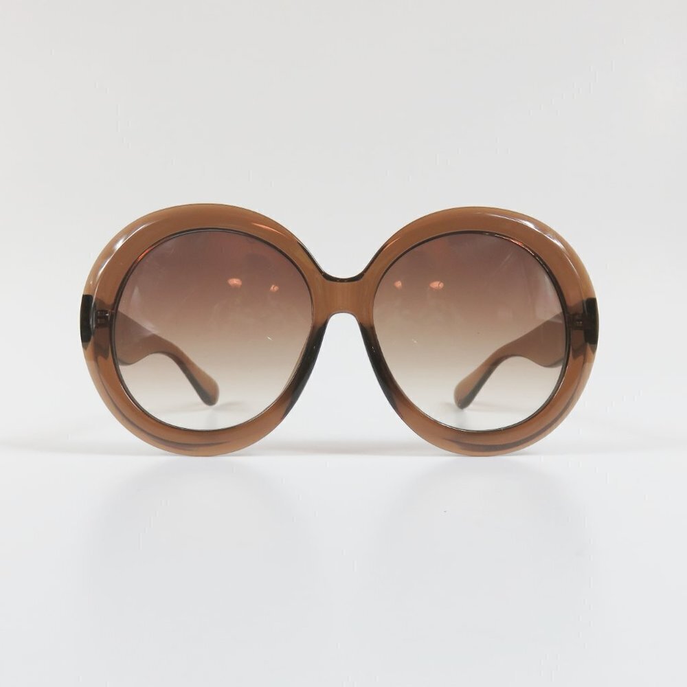 Vintage Round Sunglasses XL Frames - Oversize Retro 1970's 1960's - Caramel NEW  - Picture 2 of 8